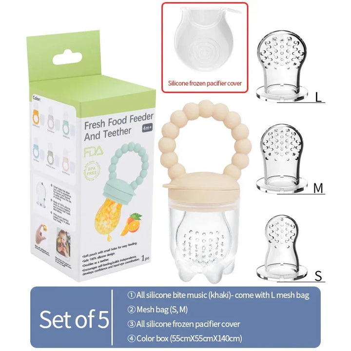 Hochwertiges Silikon Fruchtschnuller Set, langlebiges Zubehör für gesunde Babys.