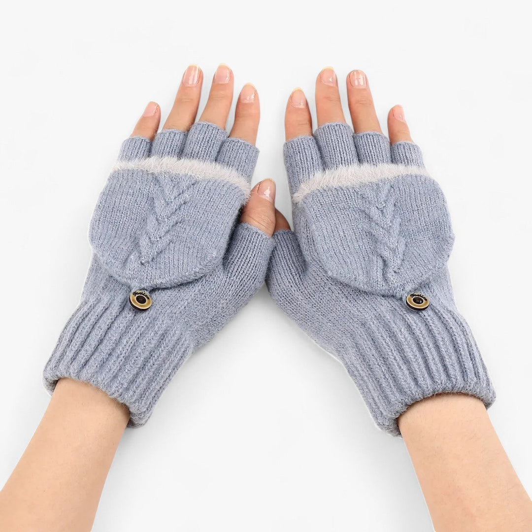 Vielseitige dunkelrosa Damenhandschuhe, faltbar für Fingerzugang, ideal als Winter- & Alltagshandschuhe.