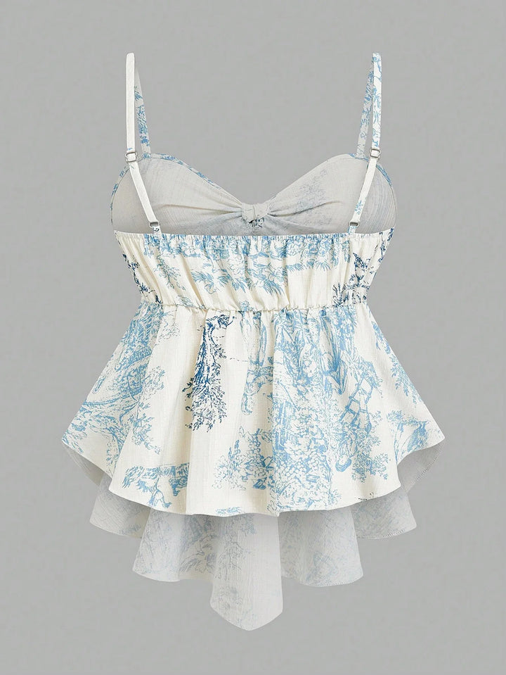 Stylisches gestreiftes Damen Cami-Top, ideal für Frühling & Sommer. Ärmelloses Freizeitoberteil mit Schleife.