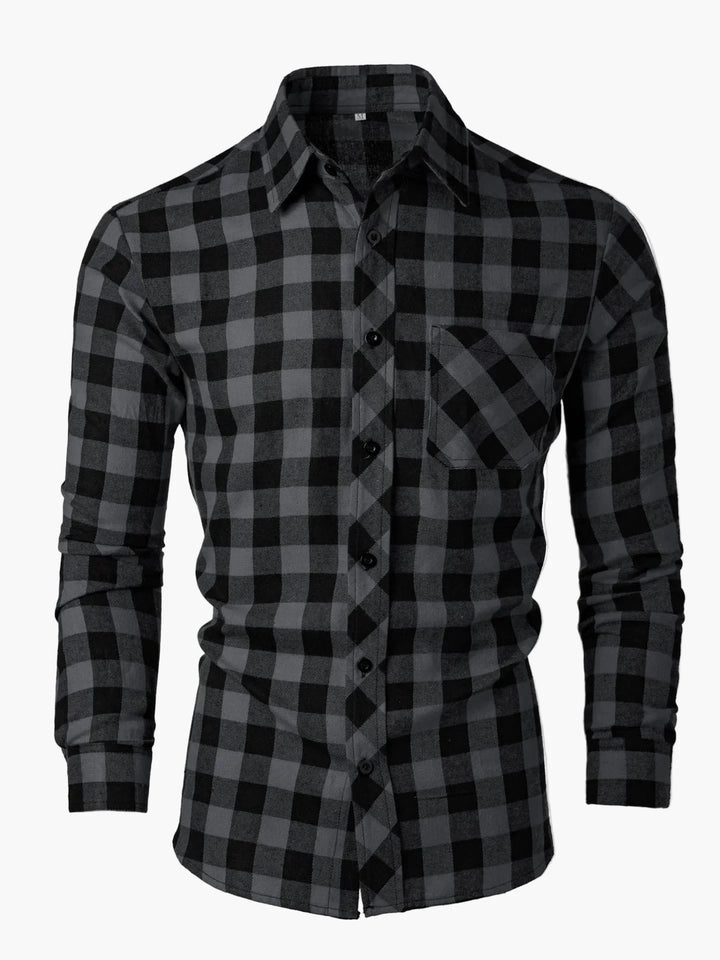 Lässiges Herren Langarmhemd aus weichem Flanell, kariert, ideal für Herbst & Winter. Slim Fit.