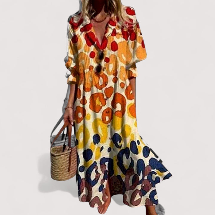 Vielseitiges Damen Printkleid in A-Linie, perfekt als leichtes Sommerkleid oder bequemes Frühlingskleid.