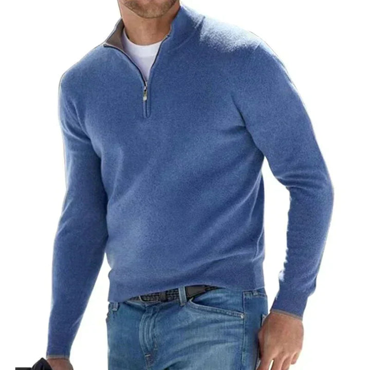 Herren Polo-Strickpullover mit Reißverschluss am Kragen. Moderner Casual-Look, vielseitig kombinierbar.