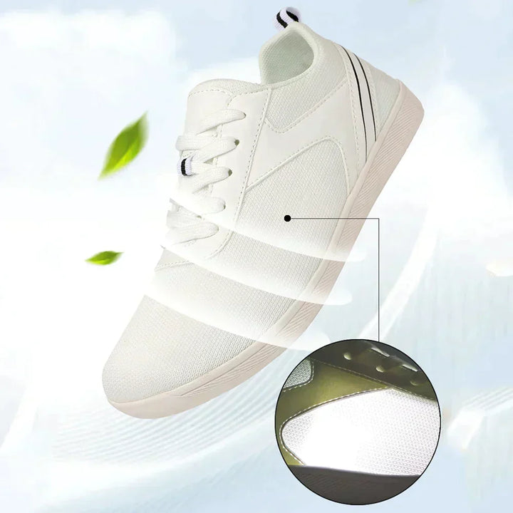 Leichte Unisex Barfußschuhe Luno, seitliche Ansicht der flexiblen Sohle & atmungsaktivem Mesh.