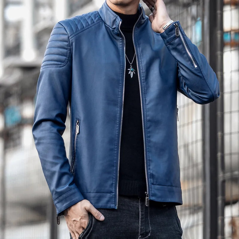 Übergangsjacke für Herren, Slim Fit in Schwarz, perfekt für Frühling & Herbst, mit Reißverschluss.