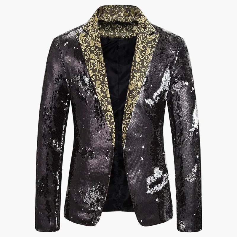 Luxuriöses Herren Pailletten Sakko, festlicher Blazer & extravagante Abendmode für Bühne & Party.