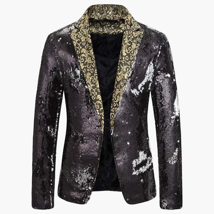 Luxuriöses Herren Pailletten Sakko, festlicher Blazer & extravagante Abendmode für Bühne & Party.