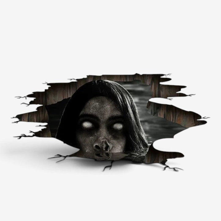 3D Halloween Wand- & Bodenaufkleber mit gruseligen Motiven. Perfekt für Spukhaus-Deko und Halloween-Partys.