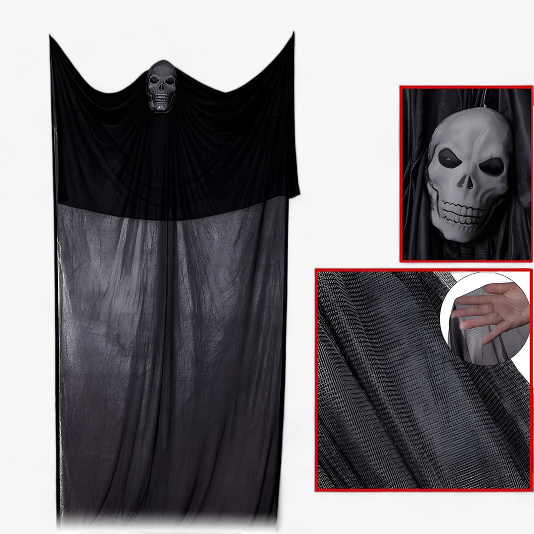 Große hängende Skelett Figur als Halloween Party Deko. Mit LED Licht und Sound für eine unheimliche Atmosphäre.