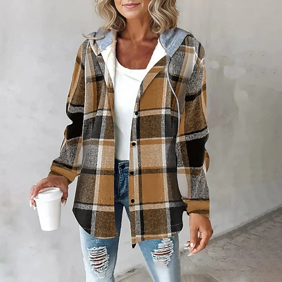 Karierte Damen Jacke Katherina, stilvolle Winterjacke, warm & bequem, trendige Oberbekleidung.
