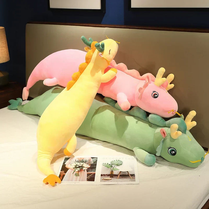 Extra weiches Drachen Körperkissen (100cm) als gemütlicher Kuschelfreund, Spielzeug und Schlafunterstützung.