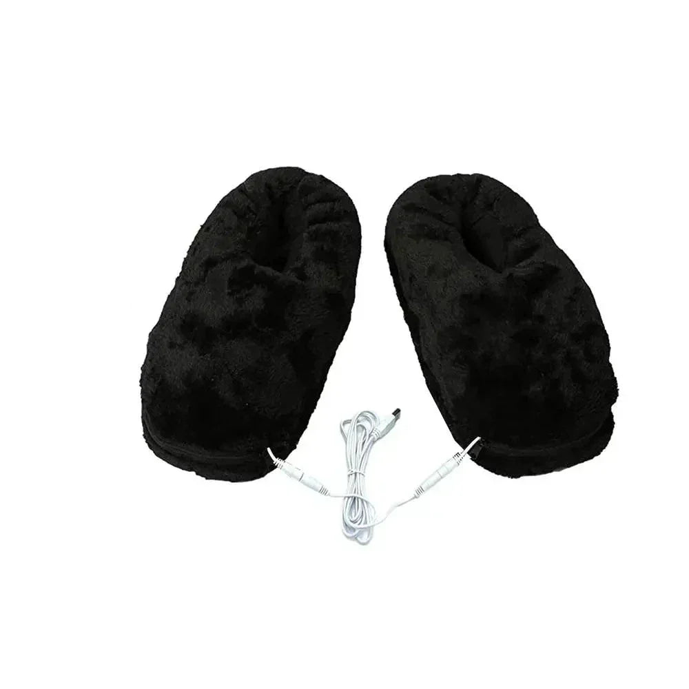 Kuschelige USB-Heizschuhe in Grau, ideal für gemütliche Abende und warme Füße im kalten Winter.