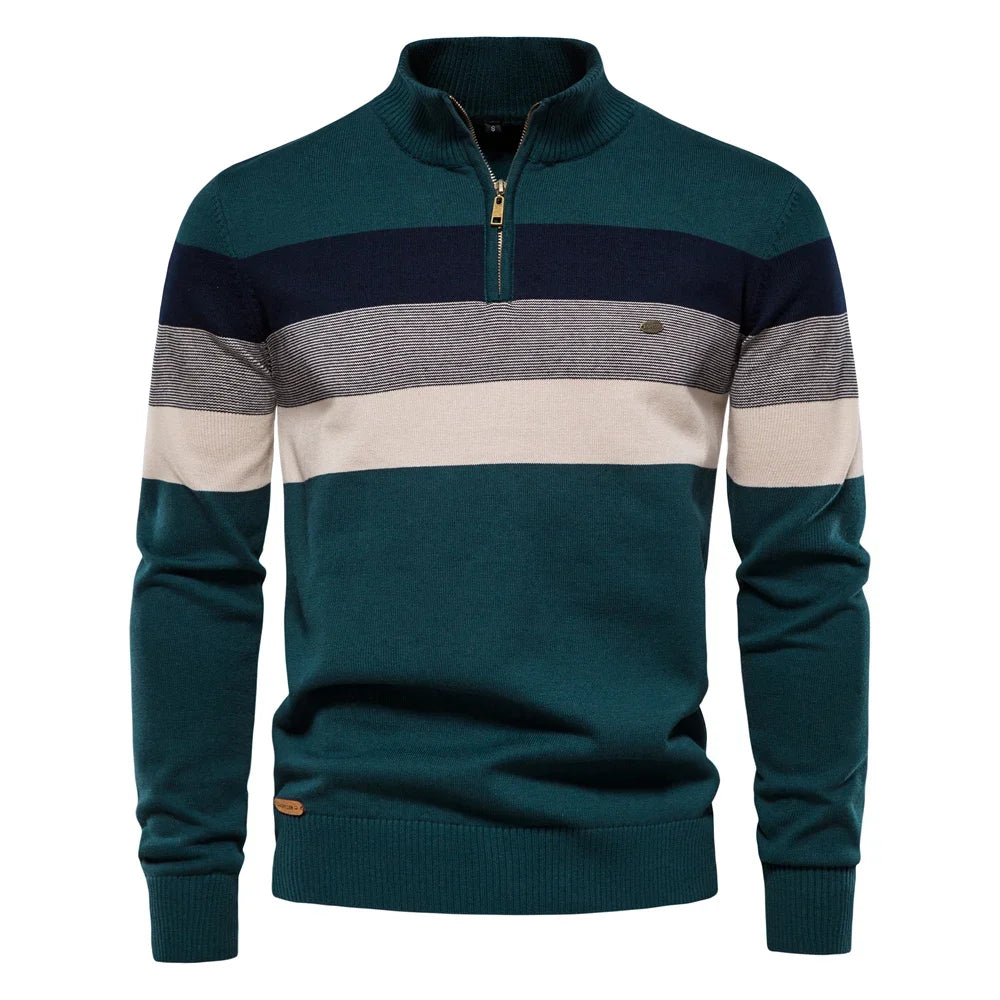 Herren Herbstpullover, gestrickt, mit Reißverschluss, warm, bequem und vielseitig kombinierbar.