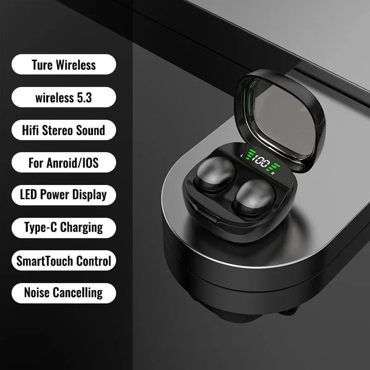 HiFi Stereo Sound mit kabellosen Mini Kopfhörern. Klarer Klang & tiefe Bässe für intensiven Musikgenuss.