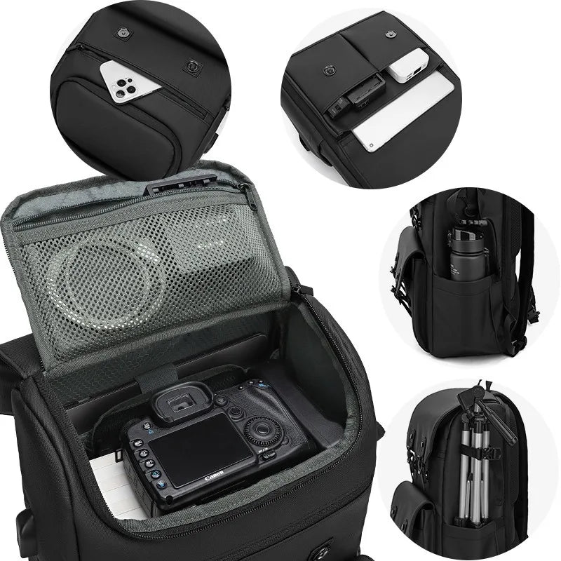 Diebstahlsichere, robuste Kamera-Schultertasche 'Arven' für DSLR Kameras, ideal für sicheren Transport.