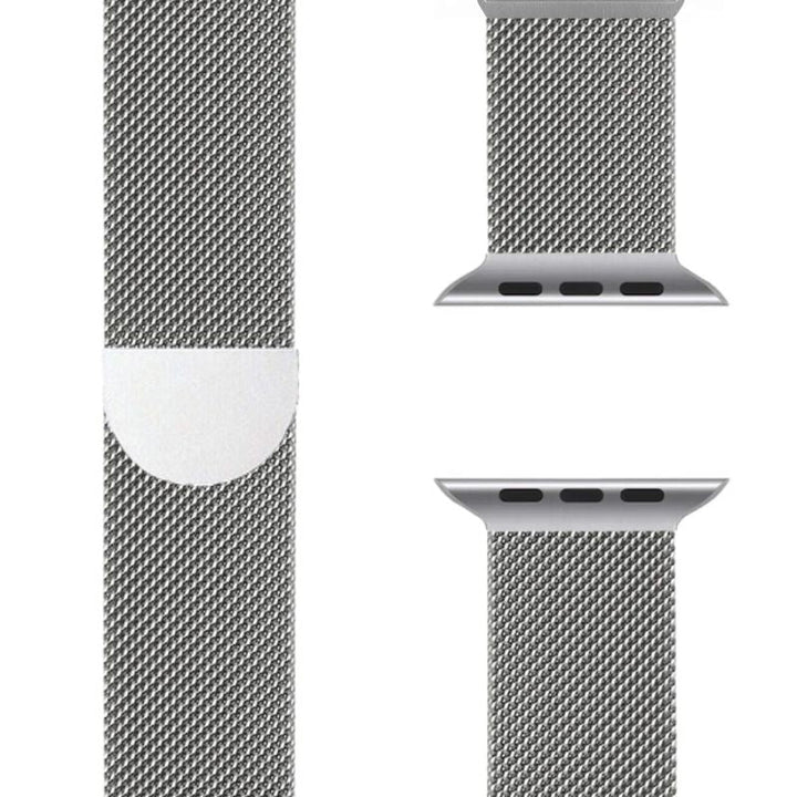 Zeitloses Milanaise Apple Watch Armband mit unauffälligem Magnetverschluss.