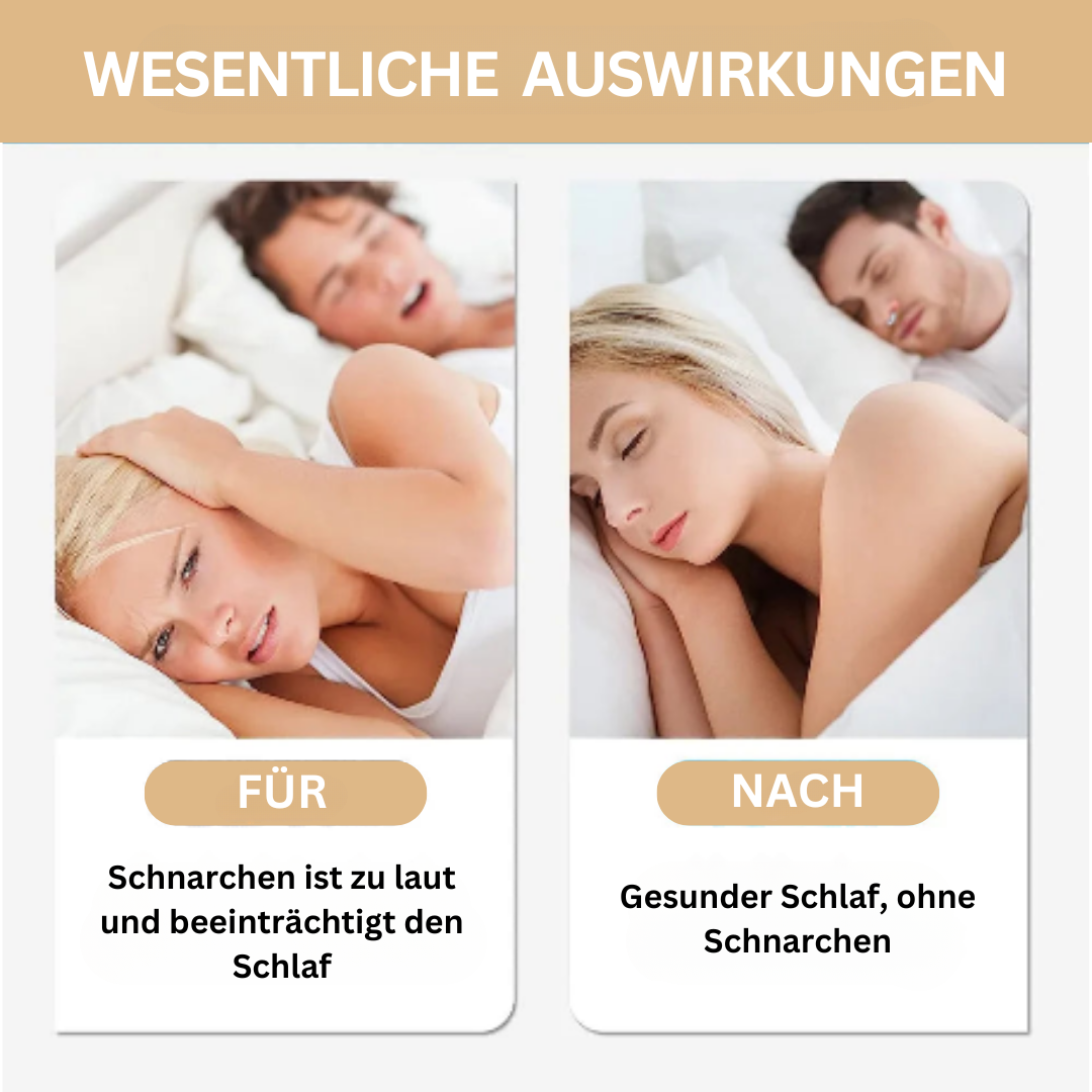 Diskreter Silikon-Nasenclip als Schlafhilfe, mindert Schnarchen, für ungestörte Nachtruhe und Gesundheit.