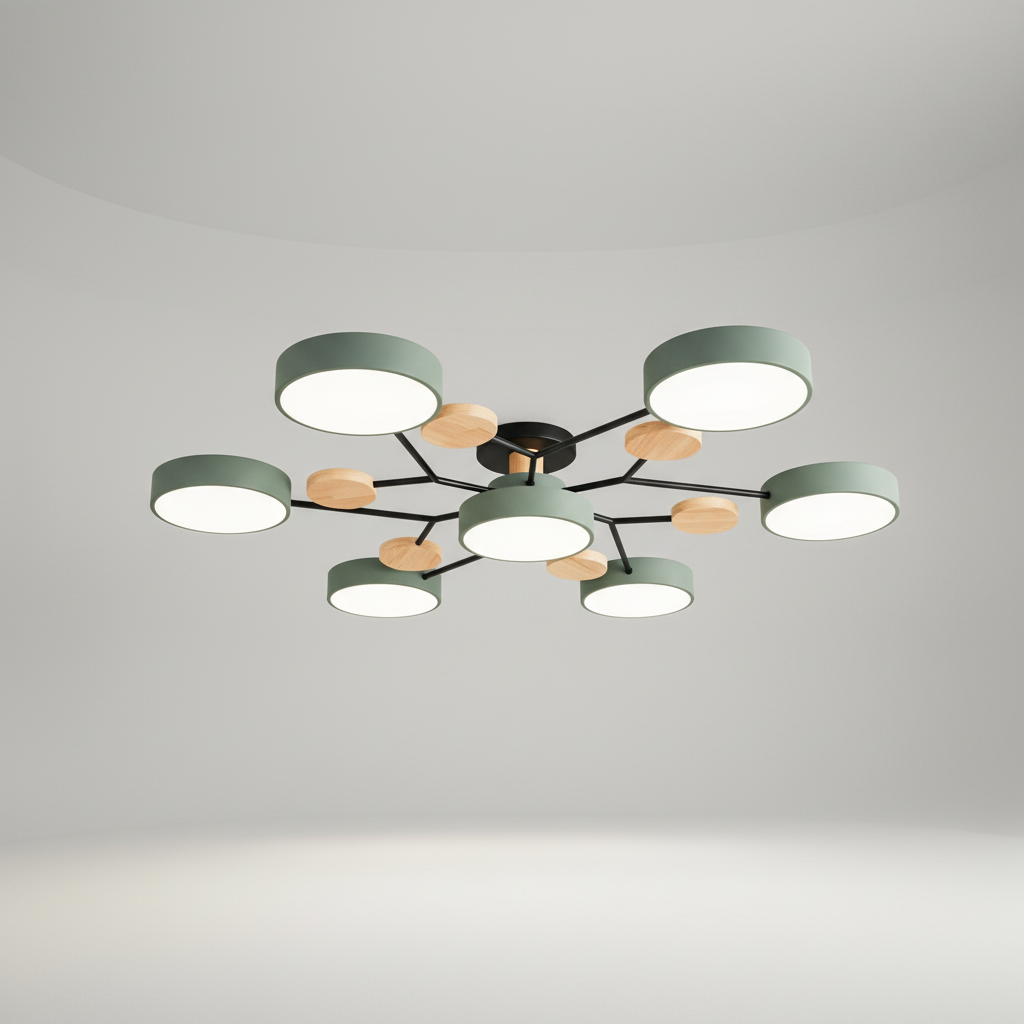 Energieeffiziente SkandiGlow LED Deckenleuchte, skandinavischer Stil, ideal als moderne Wohnzimmerlampe.