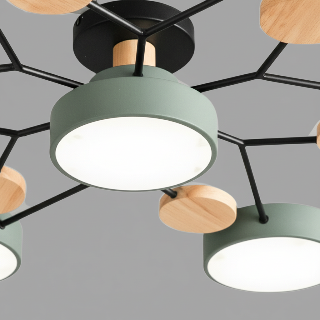 Moderne, minimalistische SkandiGlow LED Deckenlampe, ideal für stilvolle skandinavische Wohnzimmer.