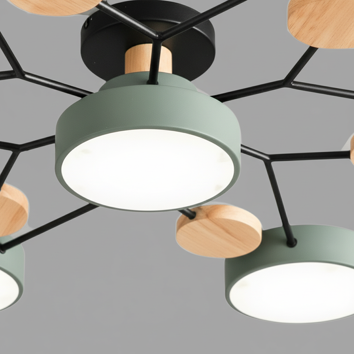 Moderne, minimalistische SkandiGlow LED Deckenlampe, ideal für stilvolle skandinavische Wohnzimmer.
