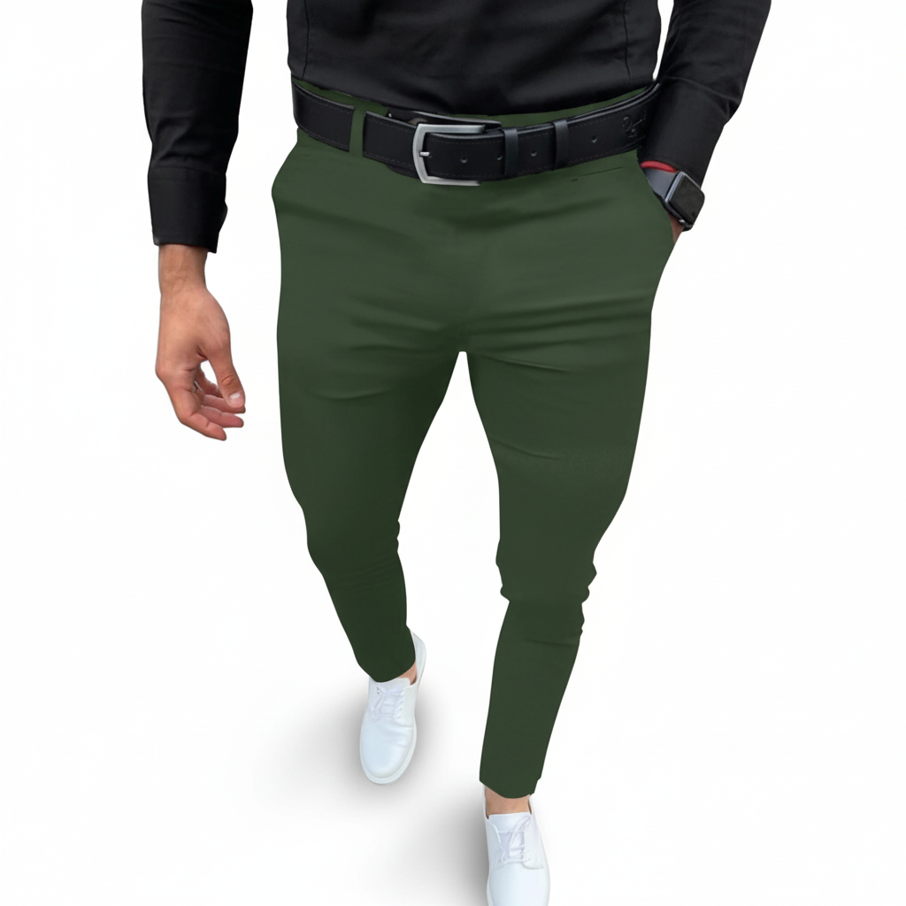Moderne Herren Slim Fit Hose Pascal, ideal für die Herbst- und Wintermode, kombiniert Eleganz & Komfort.