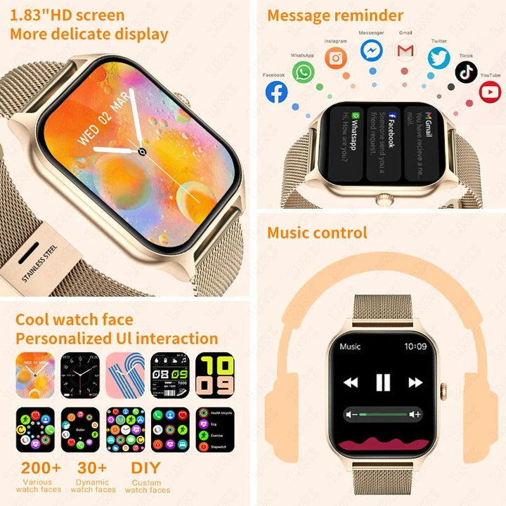 Smartwatch für Damen, Fitness-Tracker: Wasserdicht zum Schwimmen und Sport.