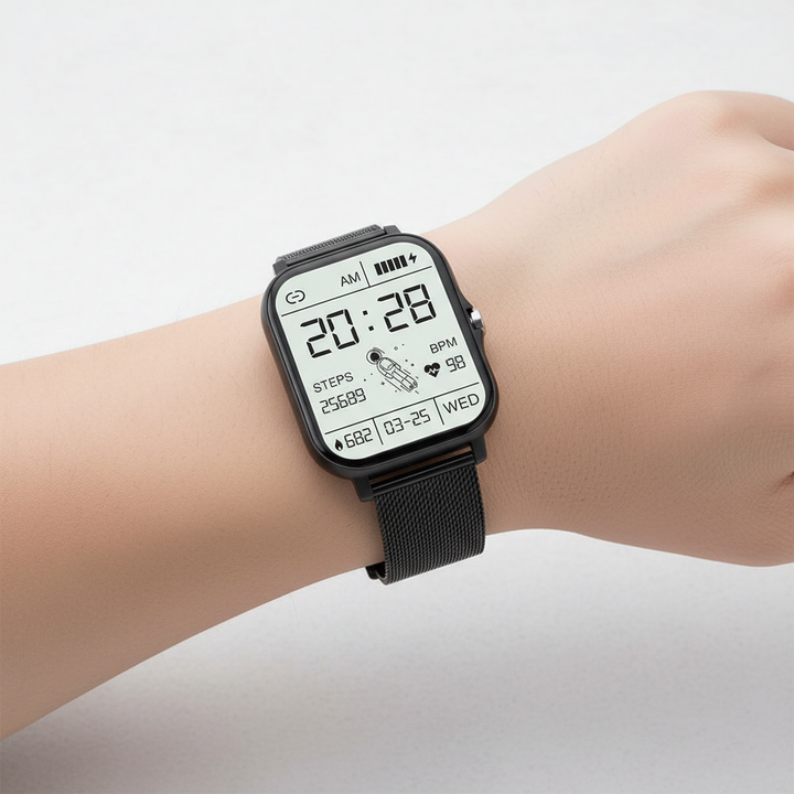 StyleTrack Smartwatch für Damen: Rosa Armband, modernes Design für Sport & Alltag.