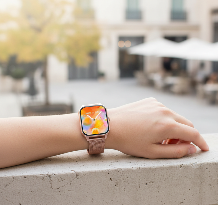 Damen Smartwatch StyleTrack in Gold: Eleganter Fitness-Tracker für Sport & Gesundheit.
