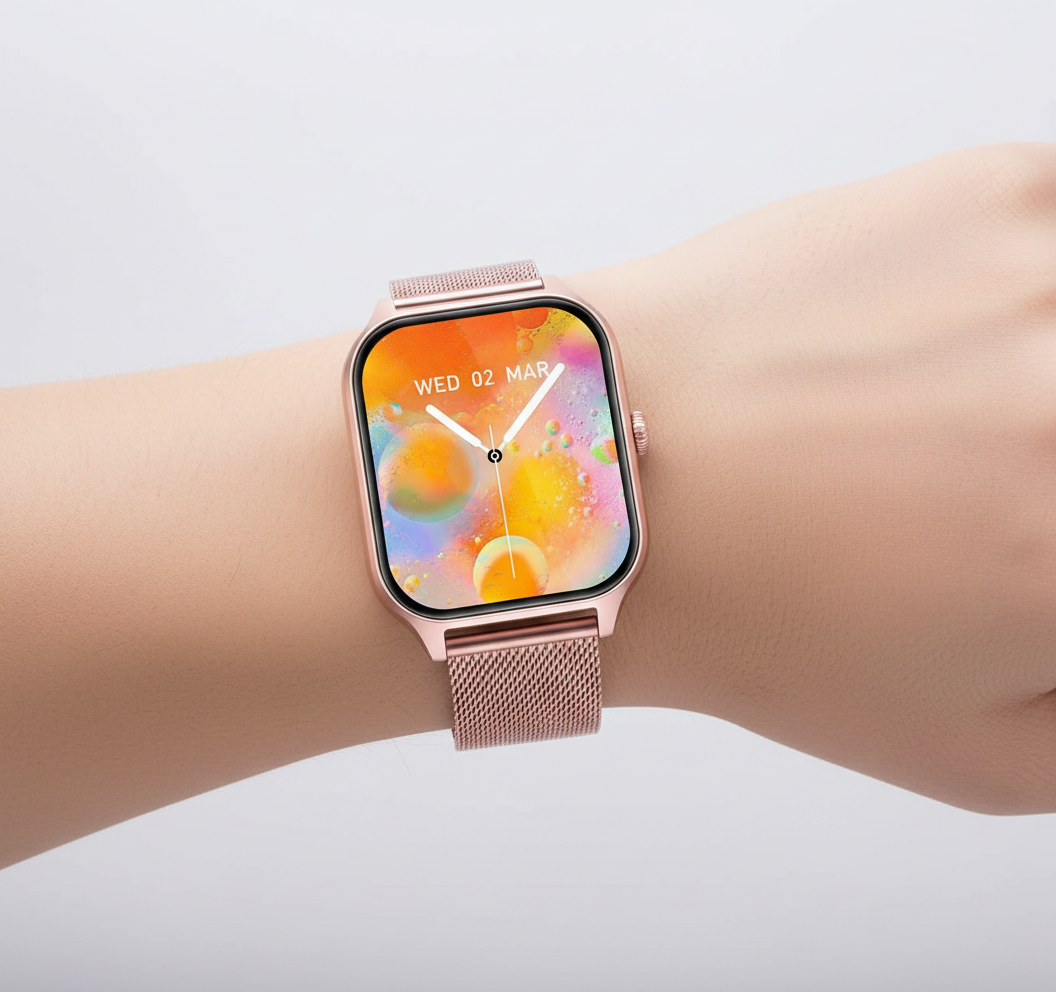 Schwarze Damen Smartwatch StyleTrack: Fitness-Uhr zeigt Schritte und Kalorien an.