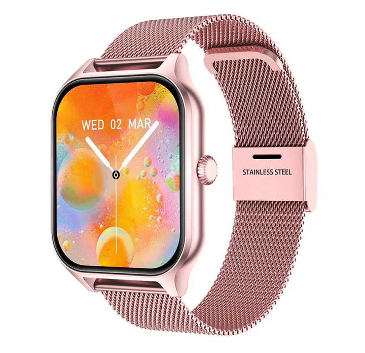 Silberne elegante Damen Smartwatch StyleTrack: Umfassende Gesundheits- & Sportfunktionen.