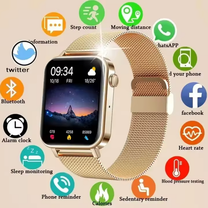Fitness-Tracker Smartwatch für Damen in Rosa, ideal für tägliche Aktivitätsmessung.