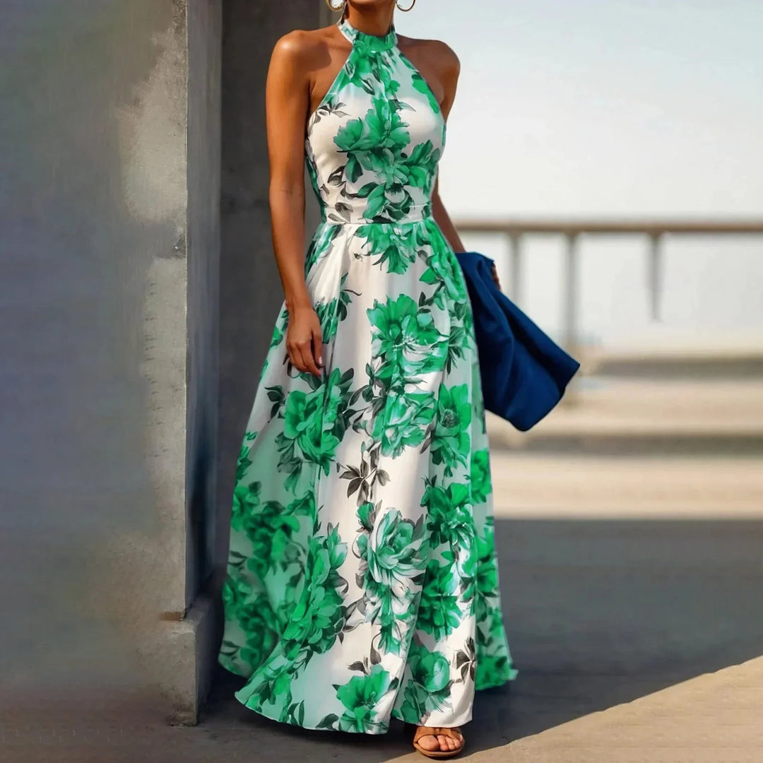 Komfortables Damen Sommerkleid: Maxikleid mit leuchtendem Blumendruck, fließend & atmungsaktiv, ideal für Strand & City.