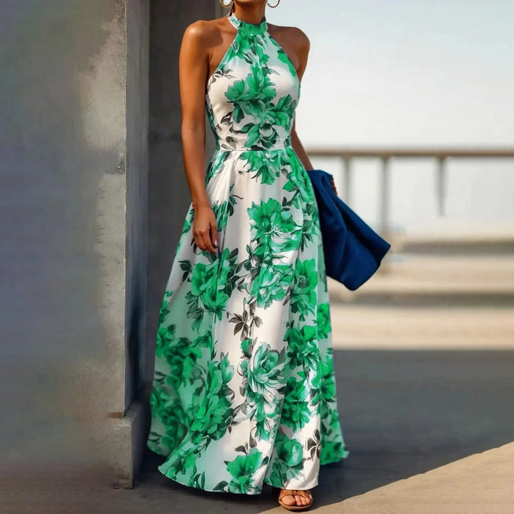 Komfortables Damen Sommerkleid: Maxikleid mit leuchtendem Blumendruck, fließend & atmungsaktiv, ideal für Strand & City.
