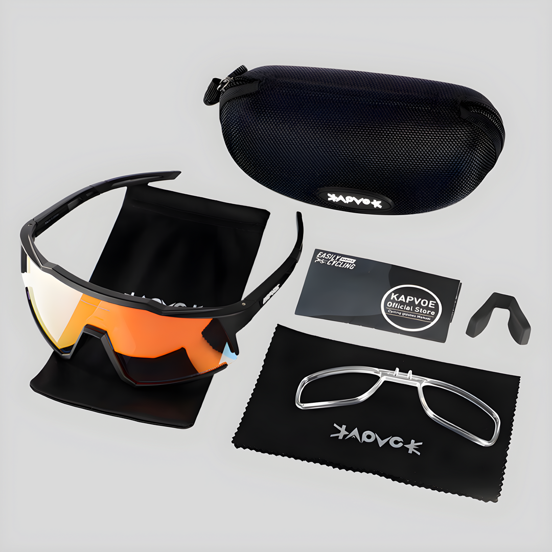 Bequeme, leichte Unisex Sportbrille mit photochromen Gläsern für Radfahrer, UV-Schutz ganzjährig.