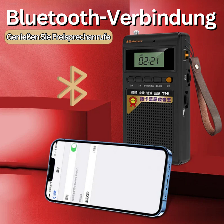 Praktisches Bluetooth Radio mit MP3-Player Funktion; Reise- und Outdoor-Gadget mit FM/AM/SW Tuner für alle Gelegenheiten.