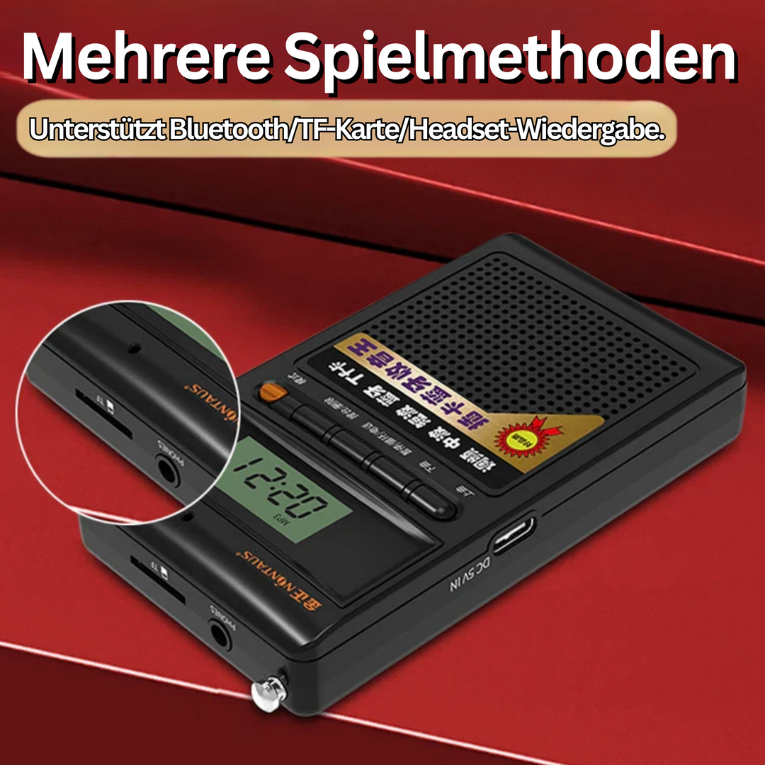 Digitales tragbares Radio und MP3-Player; Bluetooth-fähig für kabelloses Streaming, mit FM/AM/SW Bands.