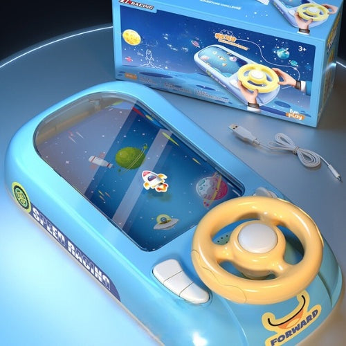 Robustes ABS-Kunststoff Lenkrad für Kinder, interaktives Spielzeug für spannende Rennauto- & Weltraumfahrten.