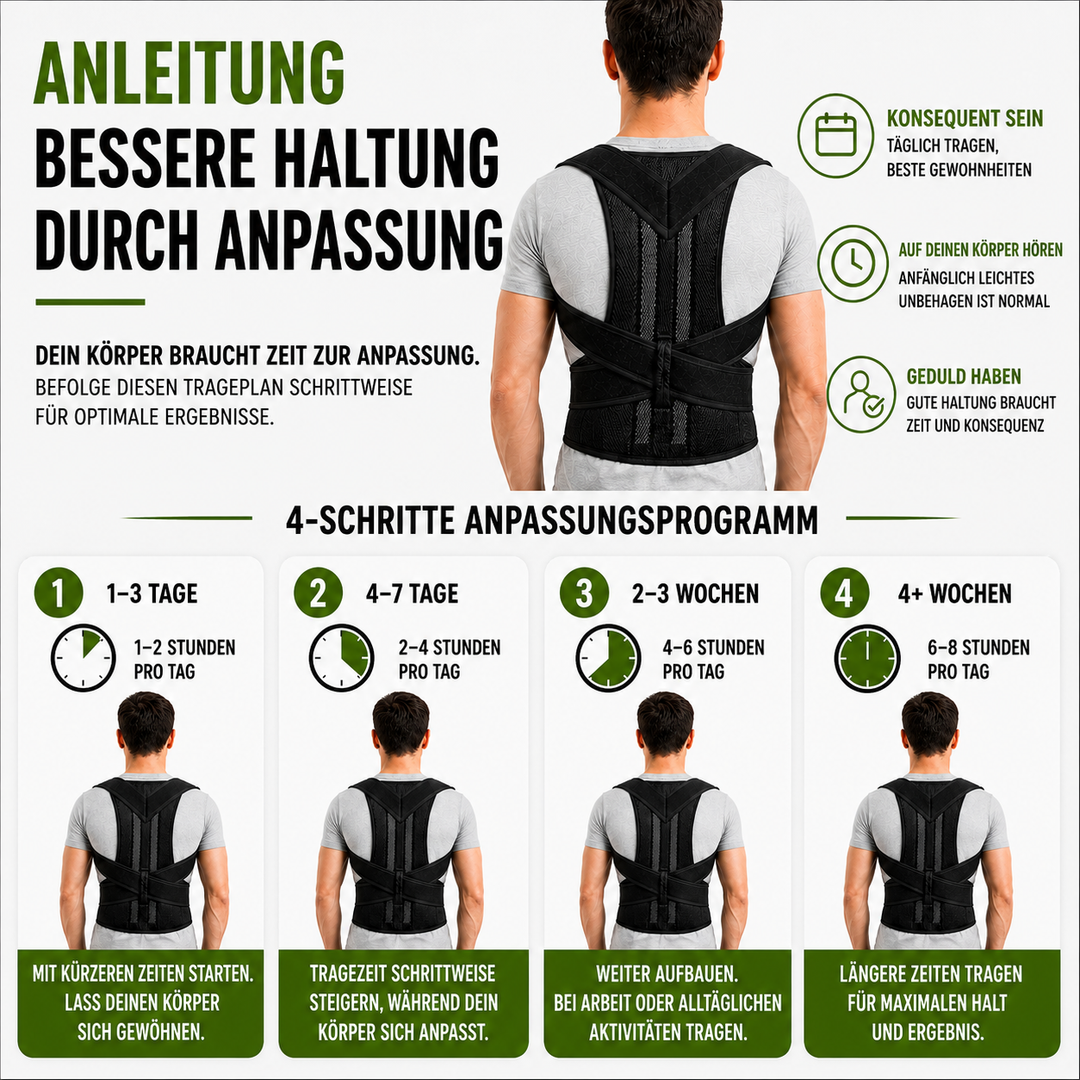 Gesundheitsfördernde Rückenstütze zur Haltungskorrektur, atmungsaktiv und komfortabel.