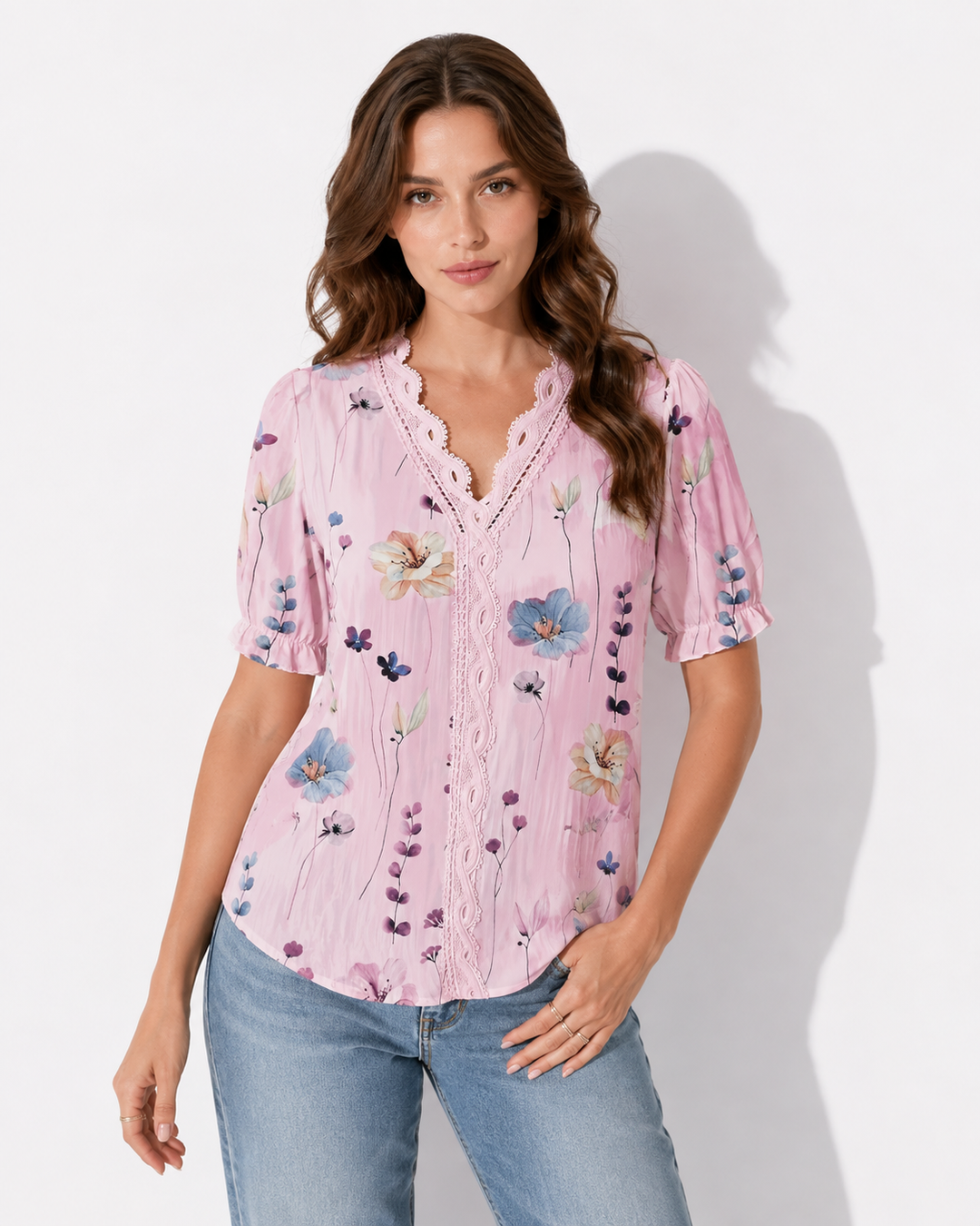 Elegante Damen V-Ausschnitt Bluse, stilvoll für Business & Freizeit. Bequemes Oberteil für Frühling & Sommer.