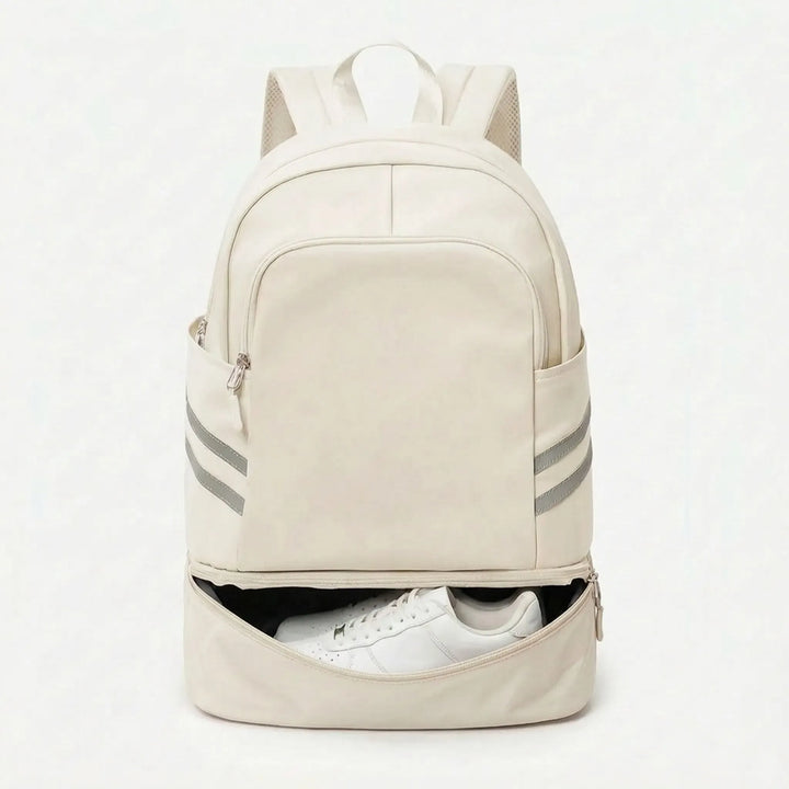 Robuster Sportrucksack für den aktiven Alltag, mit Fach für Sportschuhe und Laptop, unisex Design.