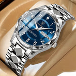 Silberarmband mit blauem Zifferblatt