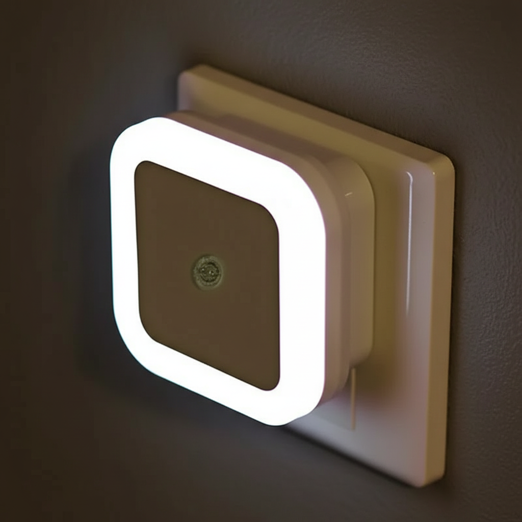 Praktische steckbare LED Nachtlampe für Kinderzimmer und Flur; NightSure mit Bewegungssensor, warmweiß.