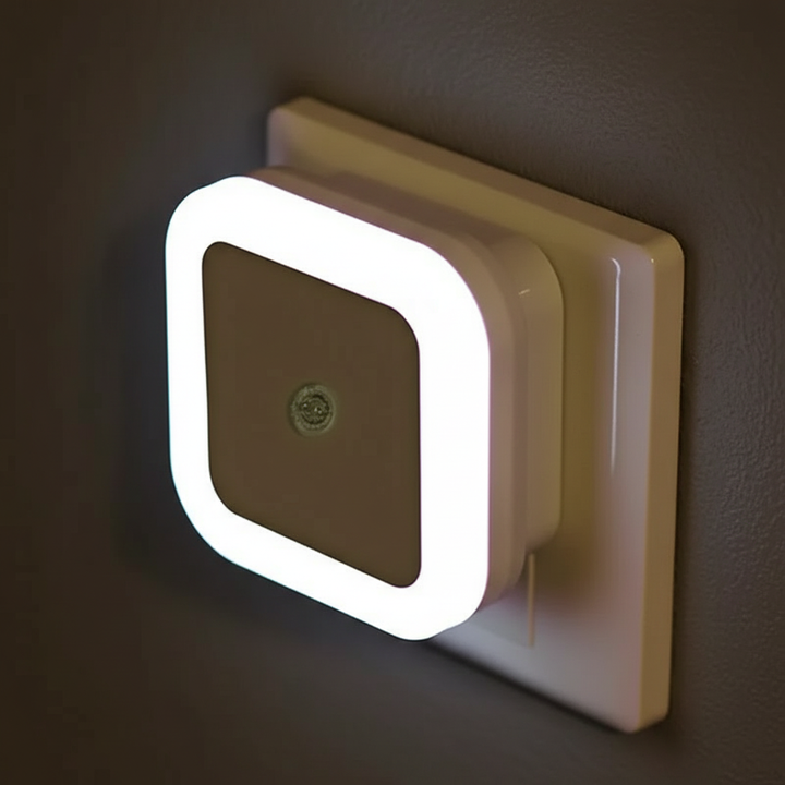 Praktische steckbare LED Nachtlampe für Kinderzimmer und Flur; NightSure mit Bewegungssensor, warmweiß.