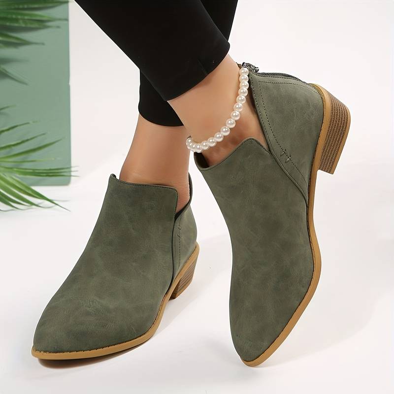 Elegante Damen Stiefeletten Traudel mit bequemem Blockabsatz und spitzer Schuhspitze, ideal für Herbst & Winter.