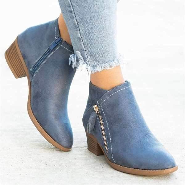 Damen Stiefeletten: knöchelhohe Damenschuhe mit bequemem Blockabsatz. Modische & elegante Herbst-/Frühlingsschuhe.