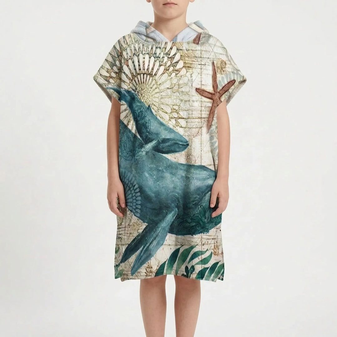 Saugstarker, schnelltrocknender Strandponcho mit Kapuze, praktisch als Badetuch und mobile Umkleide.