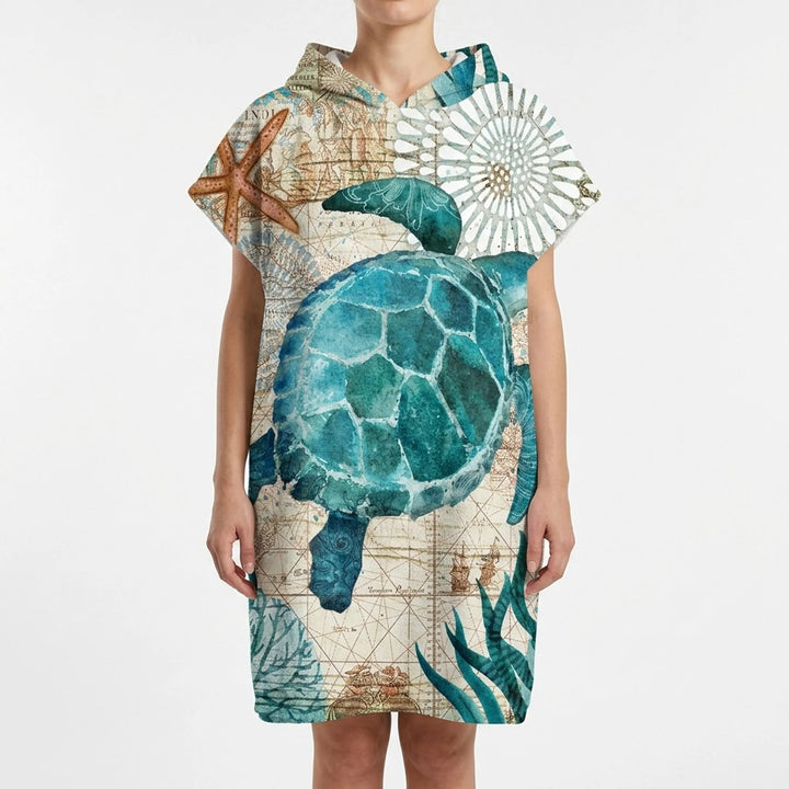 Weicher, schnelltrocknender Badeponcho mit Kapuze, ideal als Strandtuch für Erwachsene & Kinder.