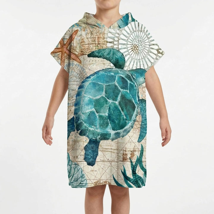 Vielseitiger Strandponcho & Badeponcho mit Kapuze, ideal für Schwimmen, Surfen & Wassersport.