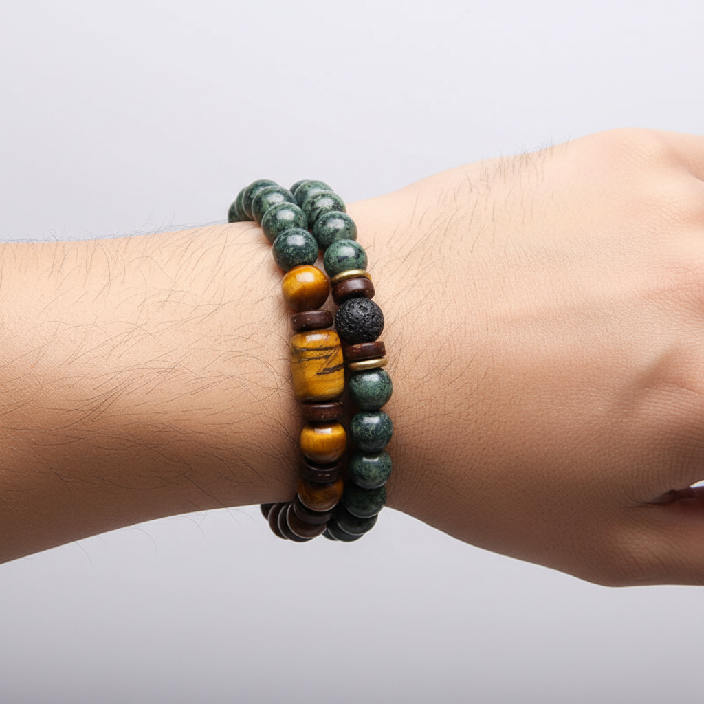 Stilvolles Energiearmband für Damen & Herren, mit echtem Tigerauge Naturstein.