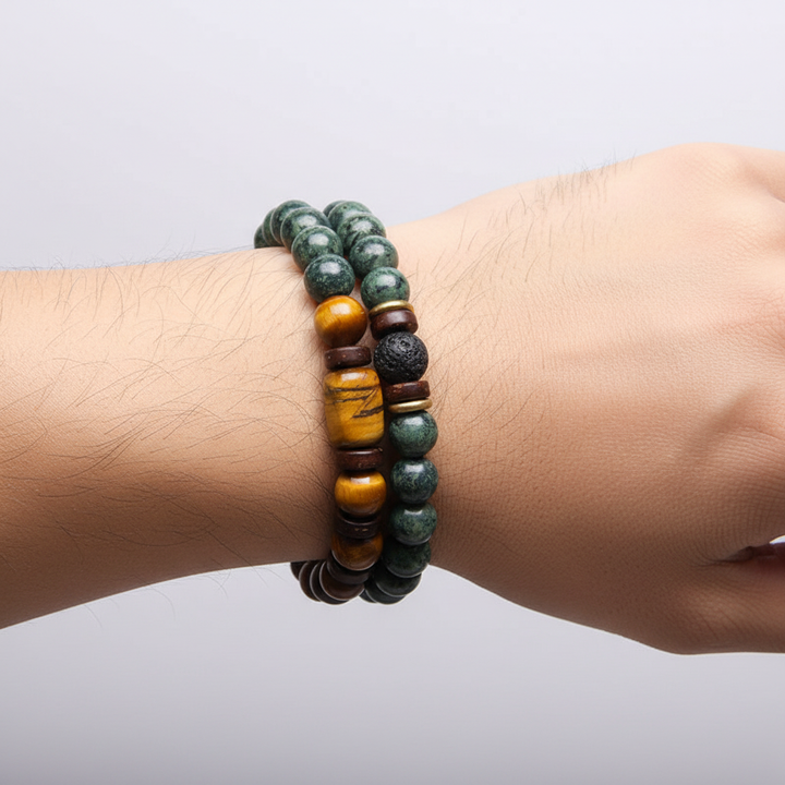 Stilvolles Energiearmband für Damen & Herren, mit echtem Tigerauge Naturstein.