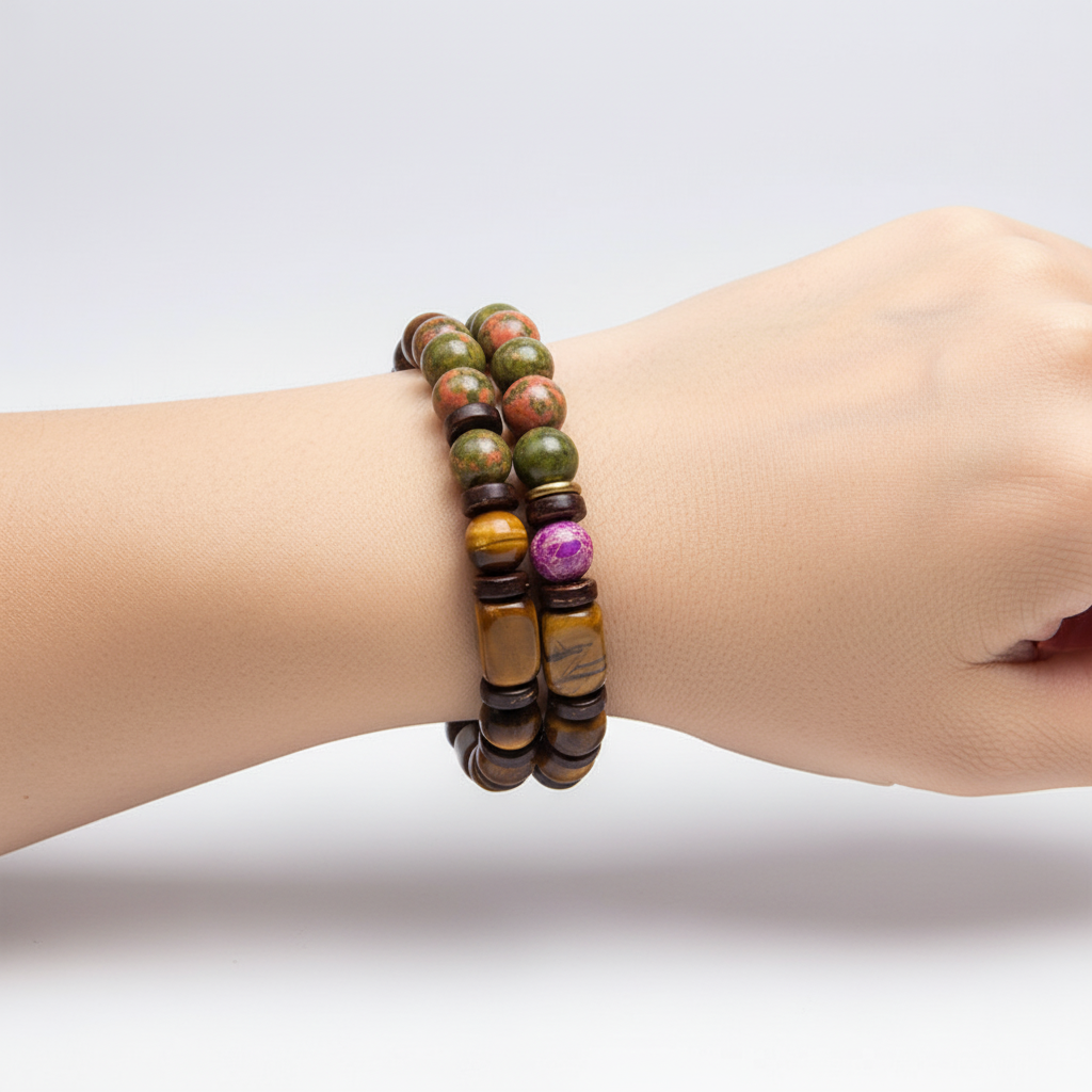 Dehnbares Edelsteinarmband Unisex, mit Tigerauge Naturstein für einen stilvollen Auftritt.